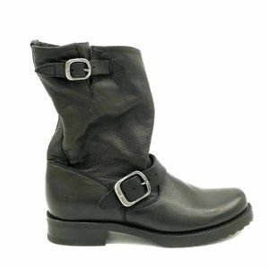 Frye Veronica Short Moto Boots Black Leather New